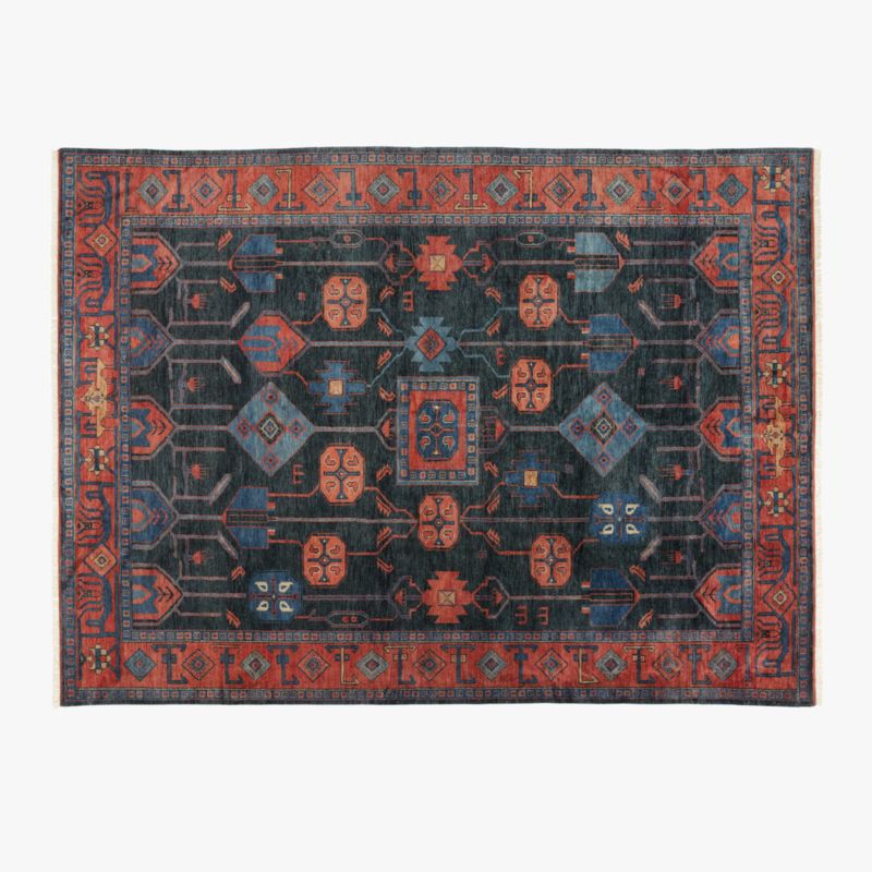 Eros Hand-Knotted Red and Blue Area Rug 10'x14' - image 0 of 7