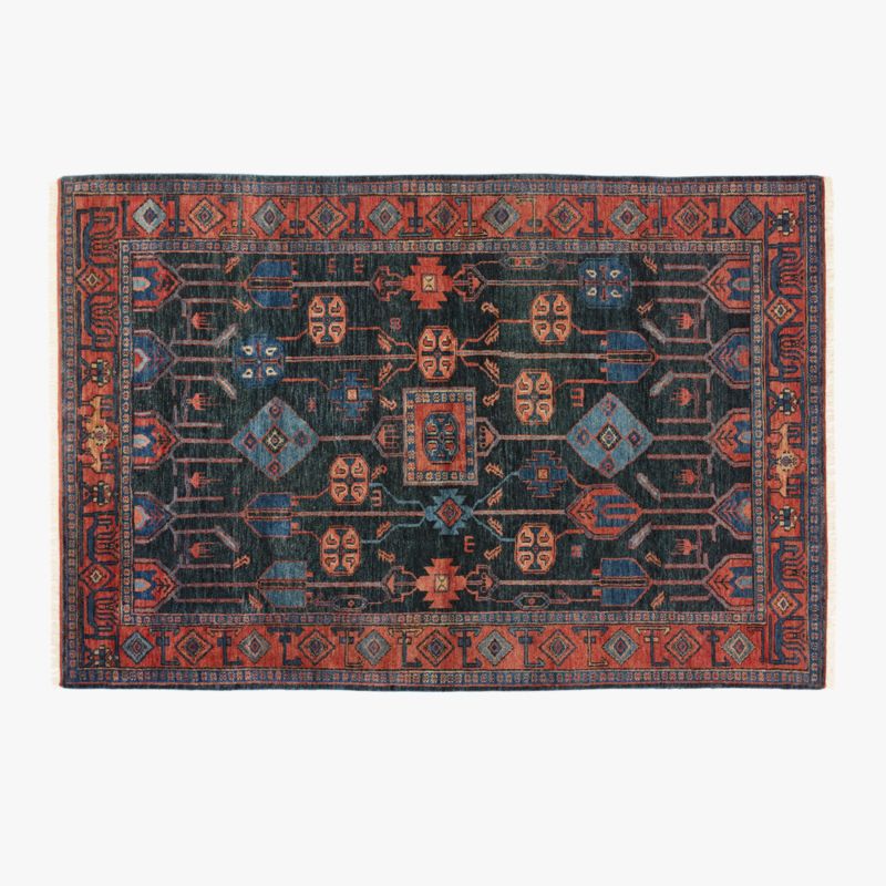 Eros Hand-Knotted Red and Blue Area Rug 6'x9' - image 0 of 7