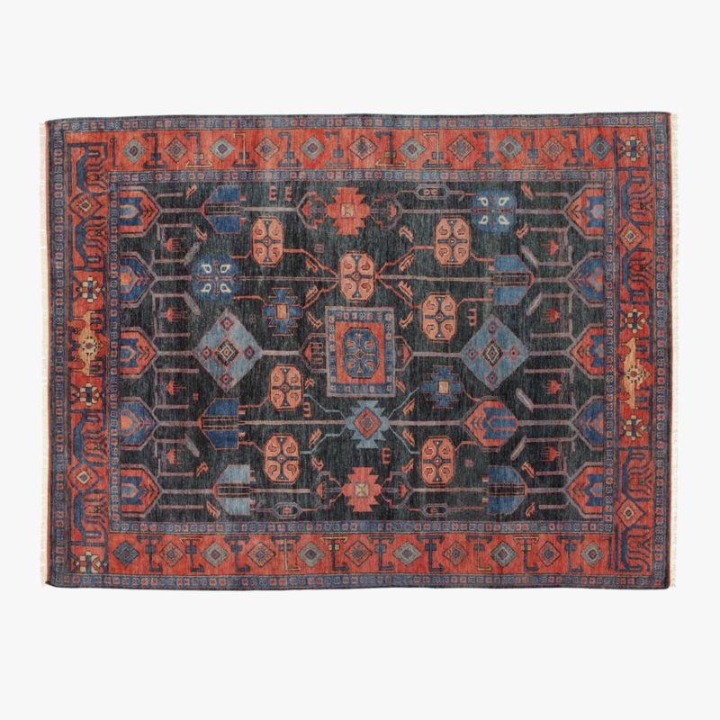 Eros Hand-Knotted Red and Blue Area Rug 9'x12' - image 0 of 8