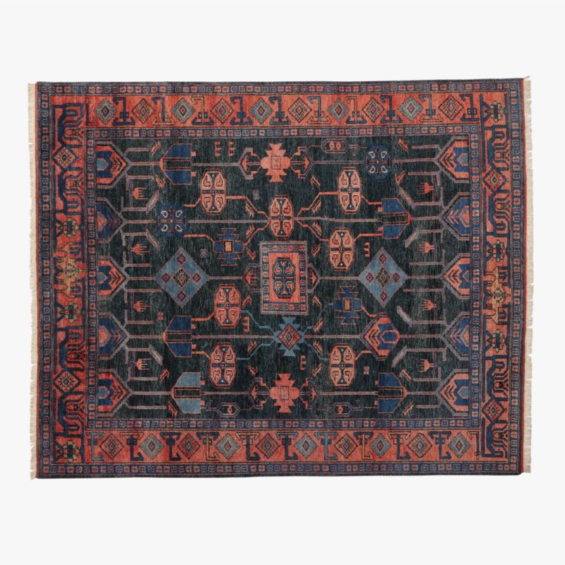 Eros Hand-Knotted Red and Blue Area Rug 8'x10' - image 0 of 7