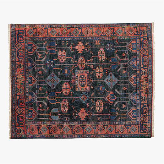 Eros Hand-Knotted Red and Blue Area Rug 8'x10'