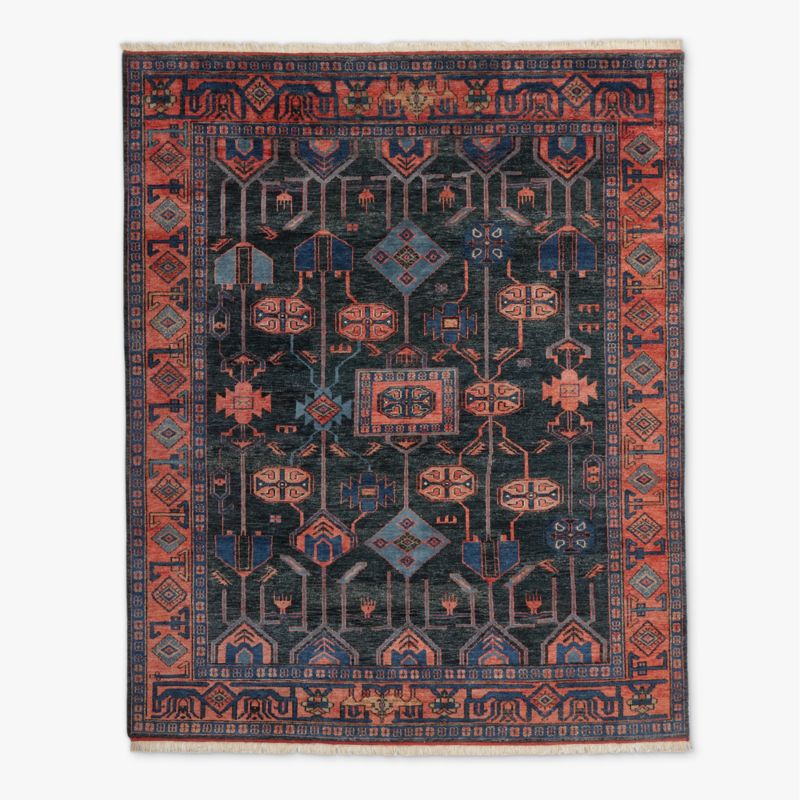 Eros Hand-Knotted Red and Blue Area Rug 9'x12' - image 8 of 11