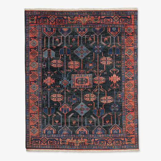 Eros Hand-Knotted Red and Blue Area Rug