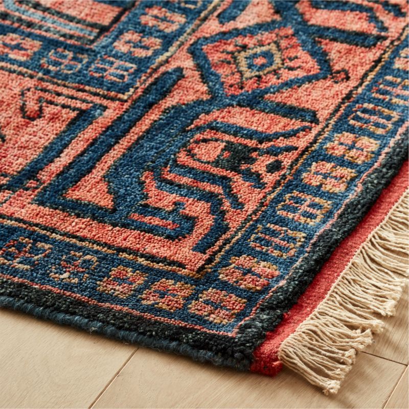 Eros Hand-Knotted Red and Blue Area Rug 6'x9' - image 3 of 7