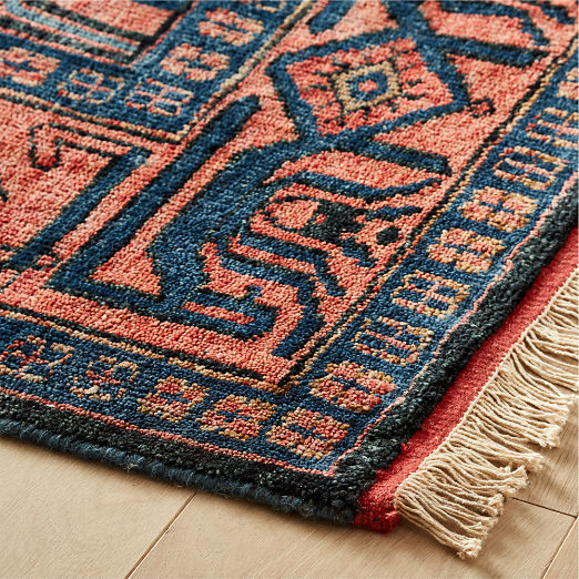 Eros Hand-Knotted Red and Blue Area Rug