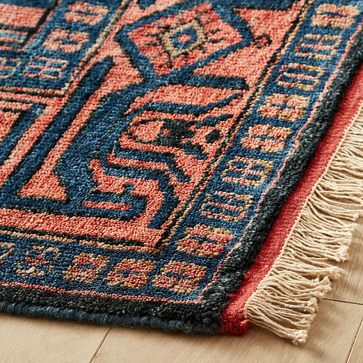 Eros Hand-Knotted Red and Blue Area Rug 8'x10'