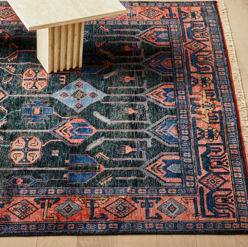 Eros Hand-Knotted Red and Blue Wool Area Rug 12'x15' - image 6 of 10