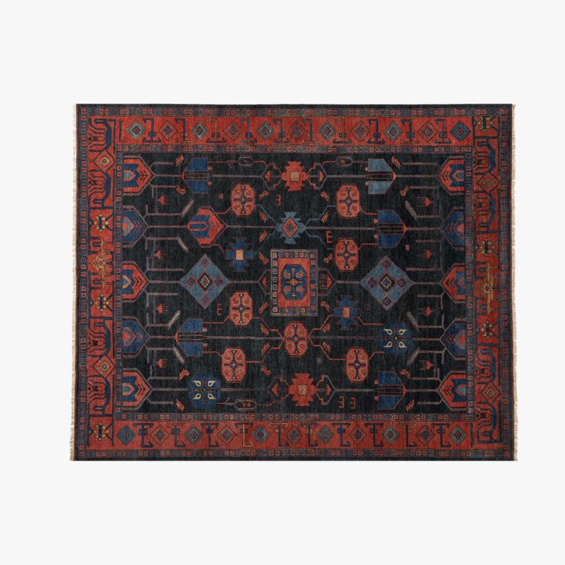 Eros Hand-Knotted Red and Blue Wool Area Rug 12'x15' - image 0 of 8