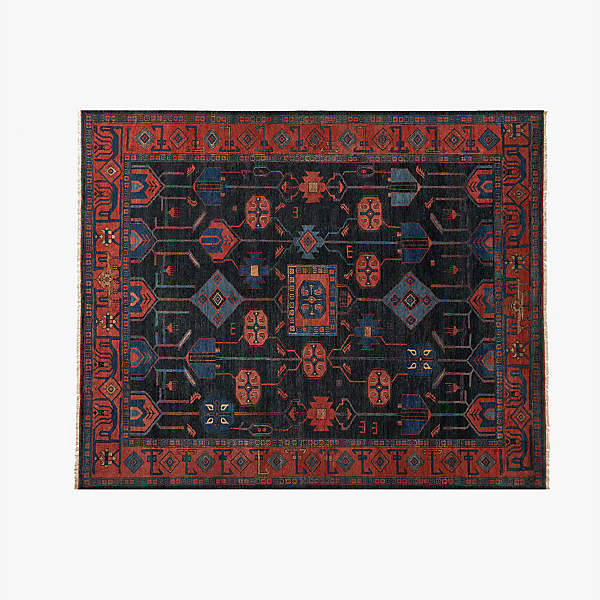 Eros Hand-Knotted Red and Blue Wool Area Rug 12'x15' + Reviews