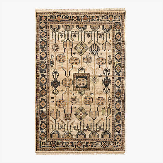 Eros Hand-Knotted Taupe Wool Area Rug 5'x8'