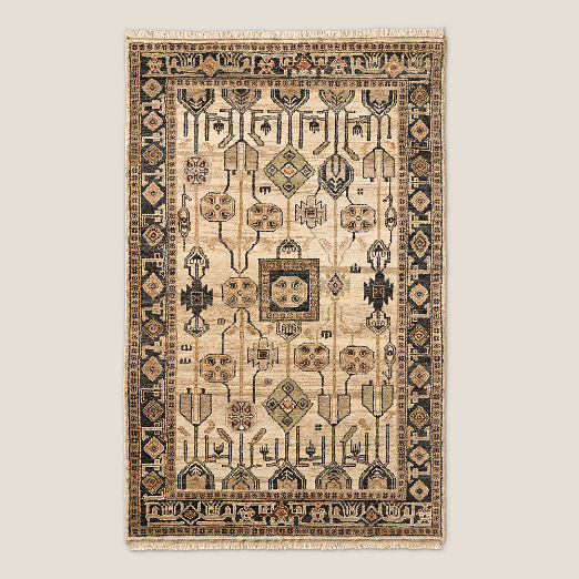 Eros Hand-Knotted Taupe Wool Area Rug 5'x8'