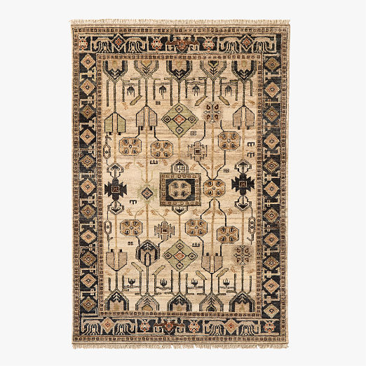 Eros Hand-Knotted Taupe Wool Area Rug 6'x9'