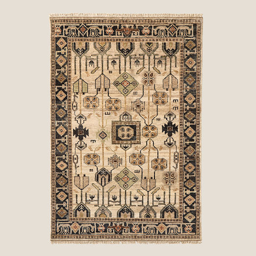 Eros Hand-Knotted Taupe Wool Area Rug 6'x9'