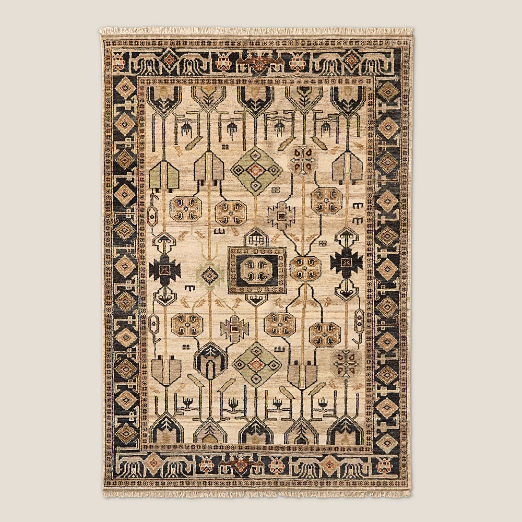 Eros Hand-Knotted Taupe Wool Area Rug 6'x9'