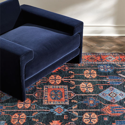 Eros Hand-Knotted Red and Blue Area Rug