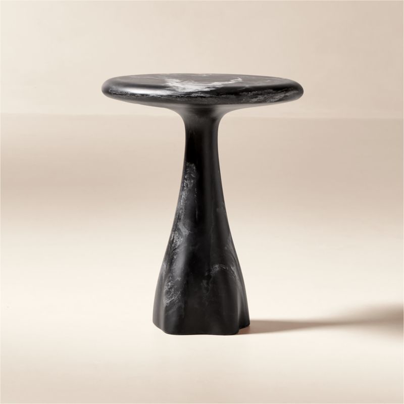 View Espira Round Black Marbled Resin Side Table details
