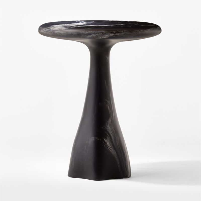 Espira Round Black Marbled Resin Side Table - image 9 of 14