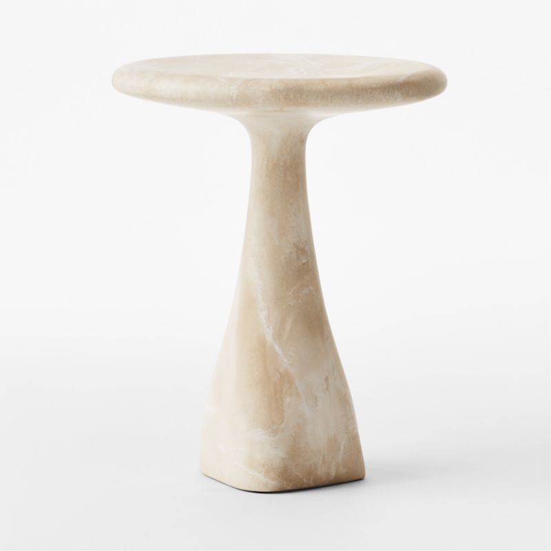 Espira Round Cream Marbled Resin Side Table - image 7 of 11