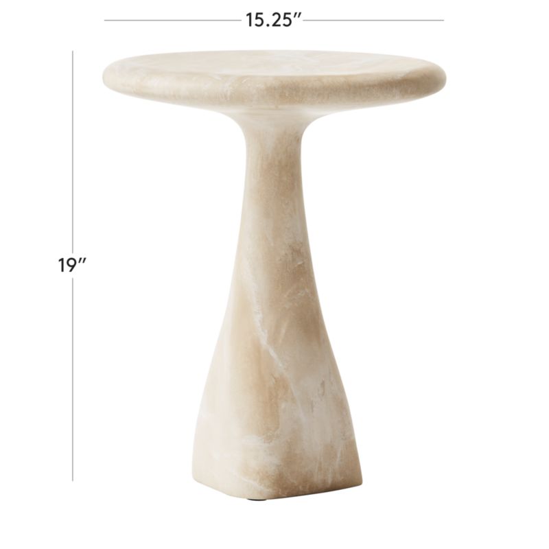 View Espira Round Cream Marbled Resin Side Table - image 3 of 11