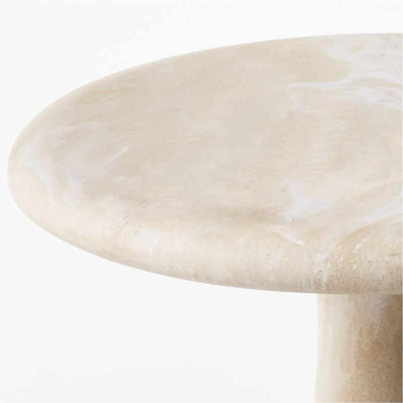 Espira Round Cream Marbled Resin Side Table - image 8 of 11