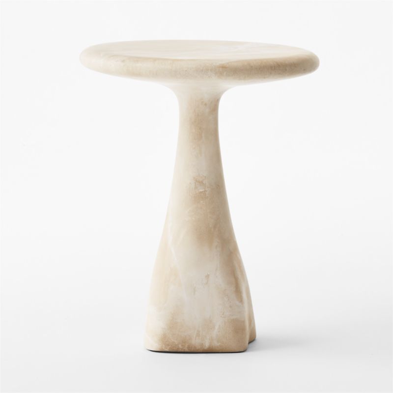 Espira Round Cream Marbled Resin Side Table - image 6 of 11