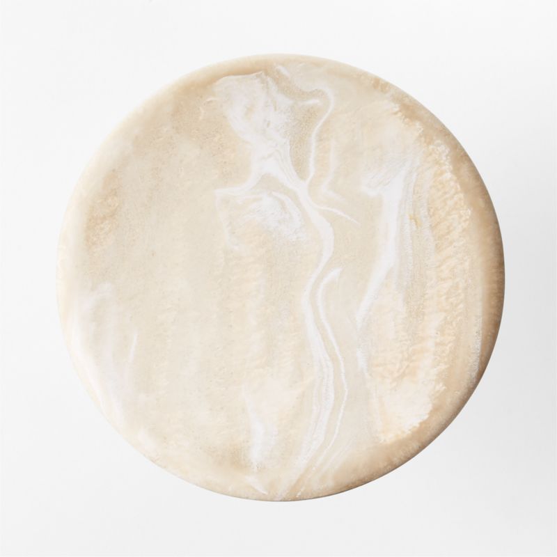 Espira Round Cream Marbled Resin Side Table - image 9 of 11