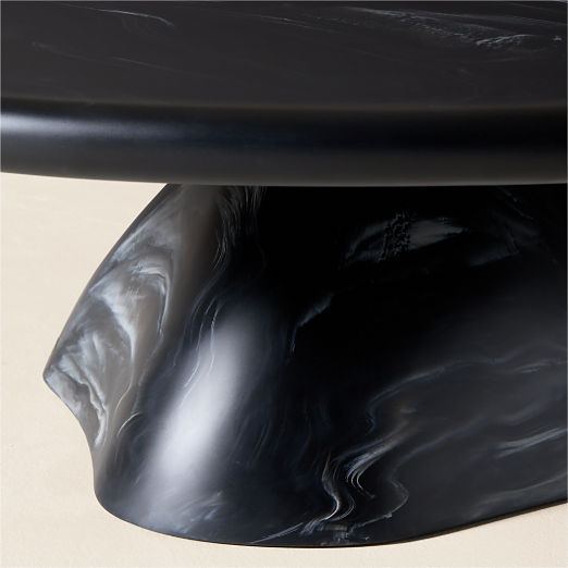 Espira 35" Round Black Marbled Resin Coffee Table