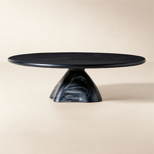 Espira 35" Round Black Marbled Resin Coffee Table