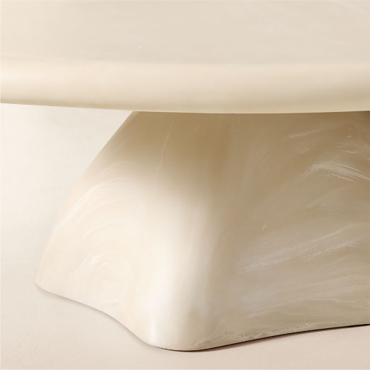 Espira 50" Round Cream Marbled Resin Coffee Table