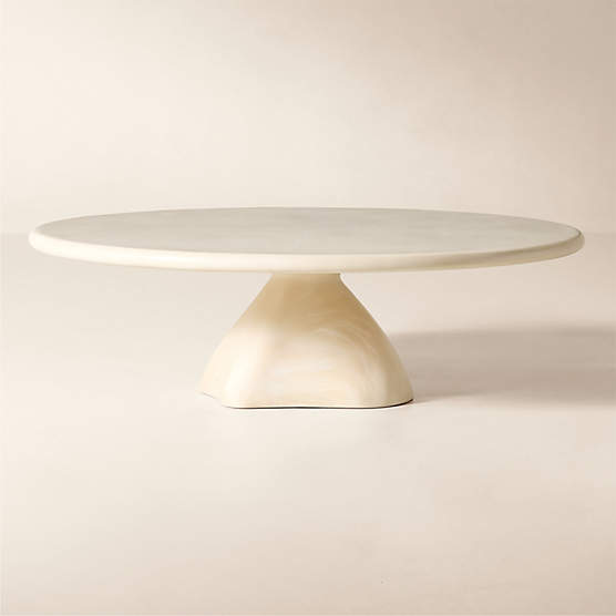 Espira 50" Round Cream Marbled Resin Coffee Table