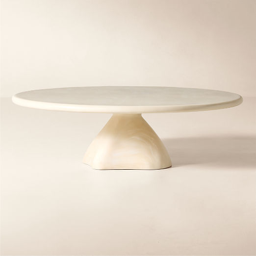 Espira 50" Round Cream Marbled Resin Coffee Table
