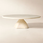 Crescent 46" Square Travertine Coffee Table