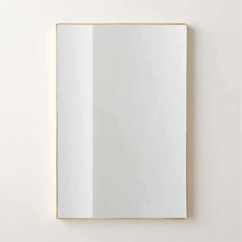 Viewing product image Espressione Unlacquered Brass Rectangular Wall Mirror 24"X36" - image 1 of 4