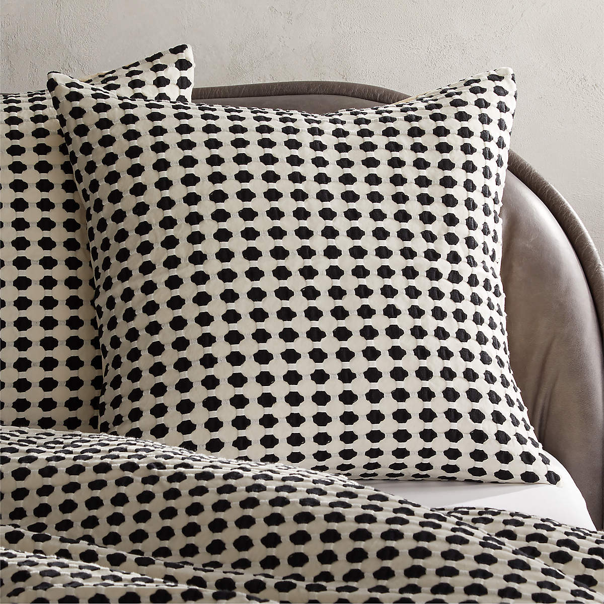 Estela Black and White Organic Cotton Euro Pillow Shams Set of 2 ...