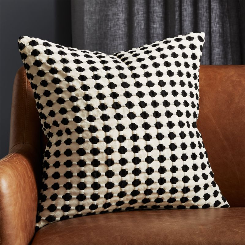 Estela Organic Cotton Black and White Modern Throw Pillow with Feather Down Insert 20