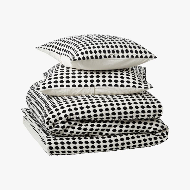 Estela Black and White Organic Cotton King Pillow Shams Set of 2 - image 2 of 7