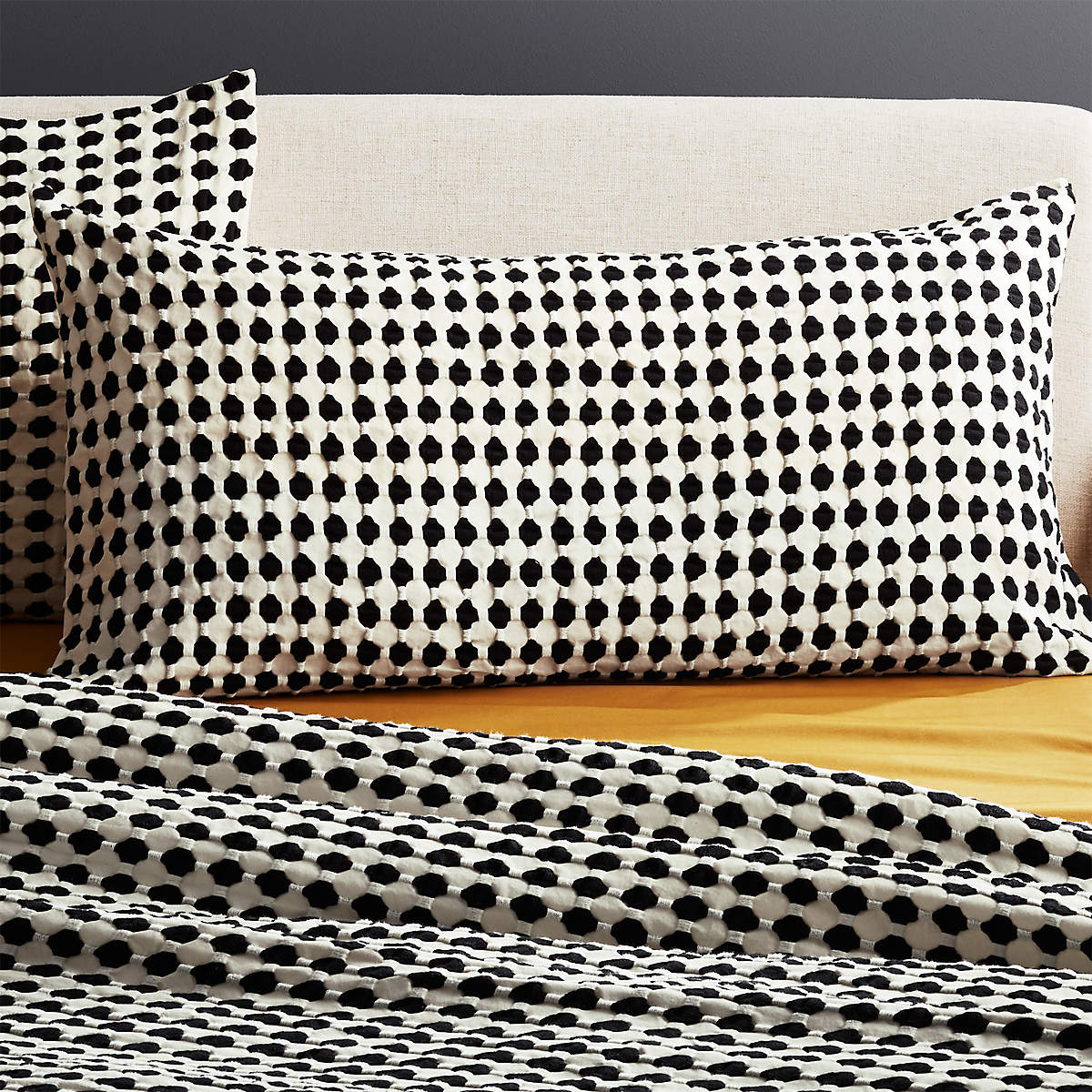 Estela Black and White Organic Cotton King Pillow Shams Set of 2