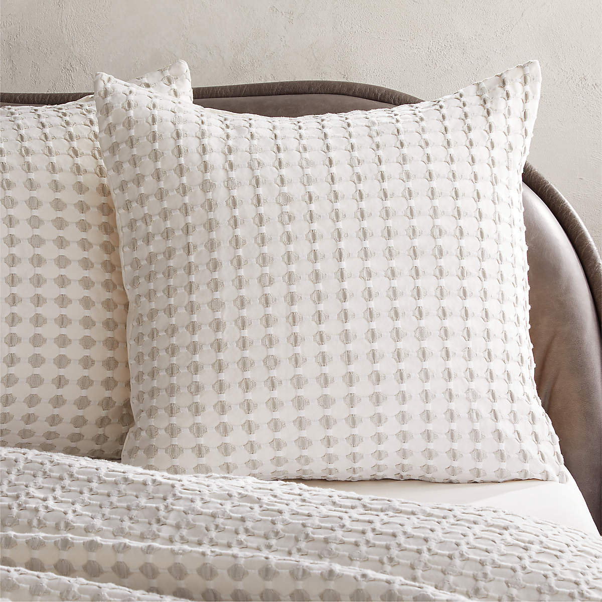 Estela Grey and White Organic Cotton Euro Pillow Shams Set of 2