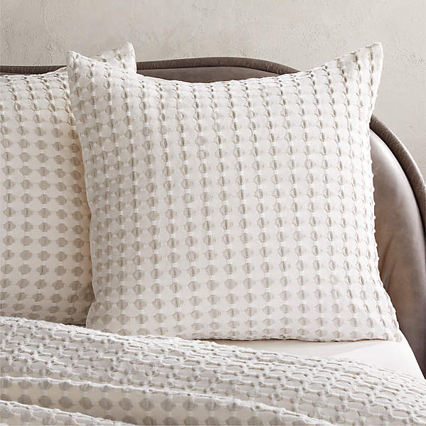 Estela Grey and White Organic Cotton Euro Pillow Shams Set of 2 +