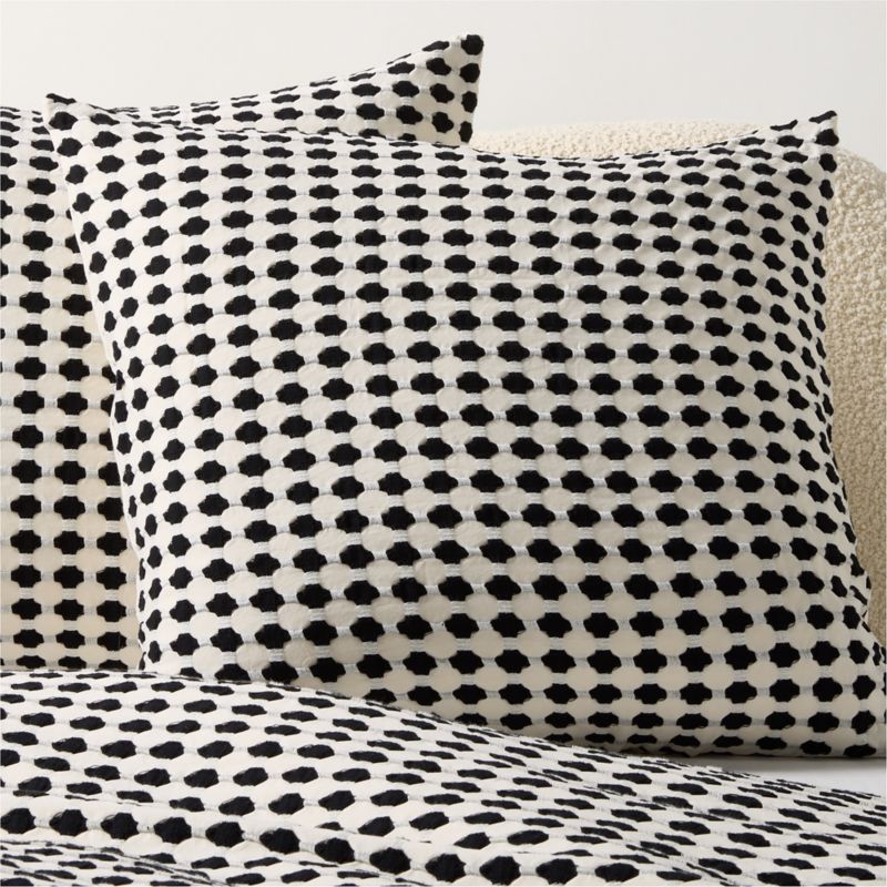 Estela Black and White Organic Cotton Euro Pillow Shams Set of 2 - image 0 of 9