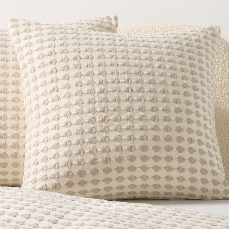View Estela Grey and White Organic Cotton Euro Pillow Shams Set of 2 details