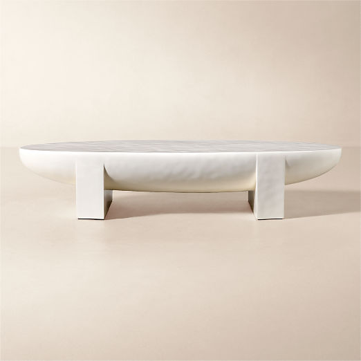 Estelle 66" Oval White Resin Coffee Table