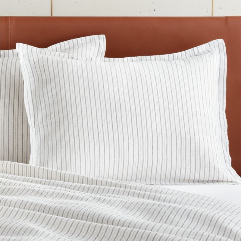 View Esther Linen Stripe Black and White Standard Shams Set of 2 details