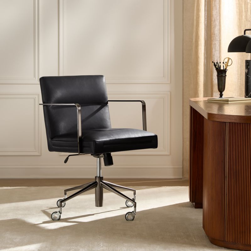 Etana Black Leather Office Chair - image 3 of 9
