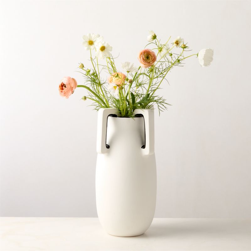 Ethel White and Black Ceramic Vase - image 0 of 4