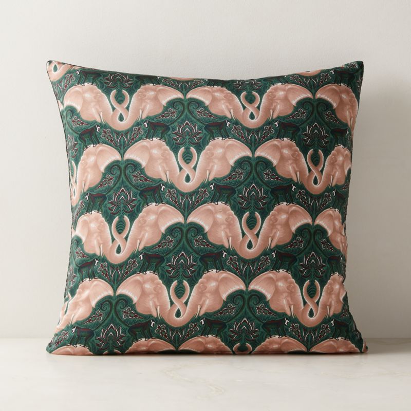 Viewing product image Entwined Elephants Pillow with Down Alternative Insert 20"x20" - The White Lotus - image 1 of 5