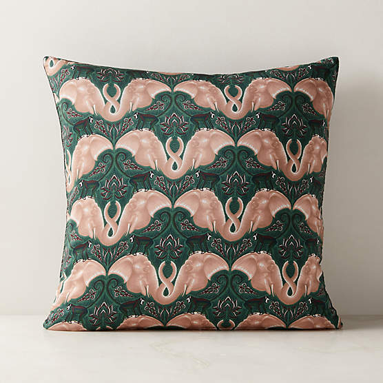 Entwined Elephants Pillow with Down Alternative Insert 20"x20" - The White Lotus