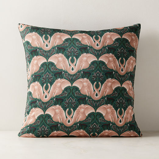 Entwined Elephants Pillow with Feather Down Insert 20"x20" - The White Lotus