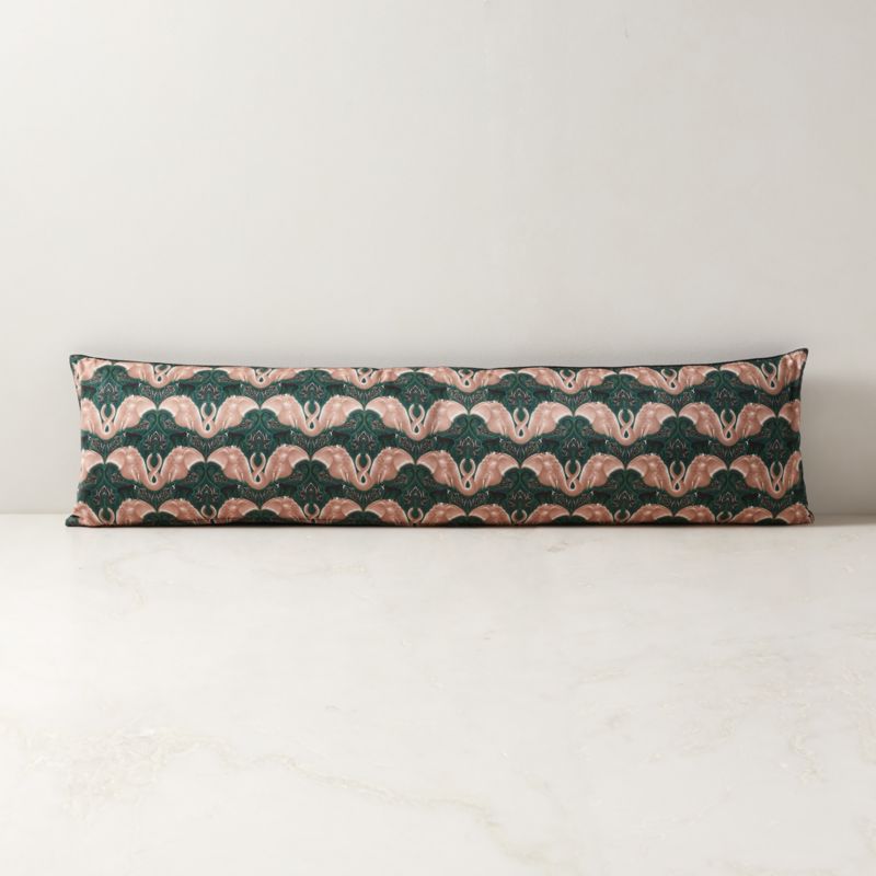 View Entwined Elephants Pillow with Down Alternative Insert 48"x12" - The White Lotus details