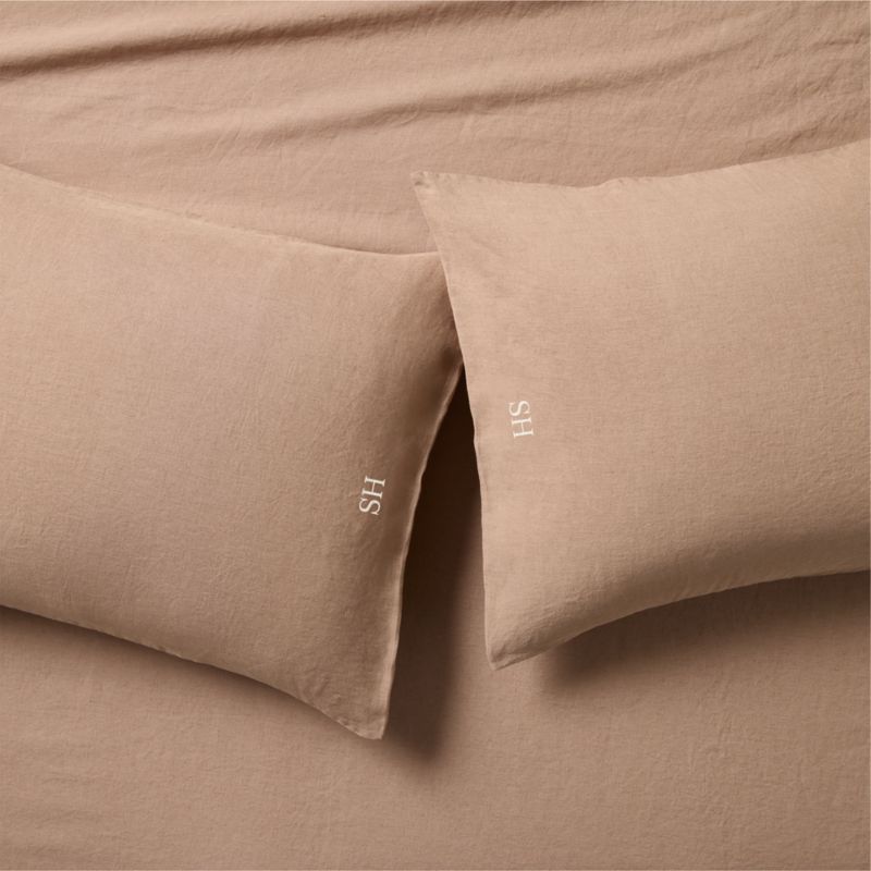 EUROPEAN FLAX™-Certified Linen Tawny Brown Standard Pillowcases Set of 2 - image 1 of 4